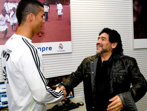 Cristiano Ronaldo meeting and greeting Diego Armando Maradona, in 2011-2012
