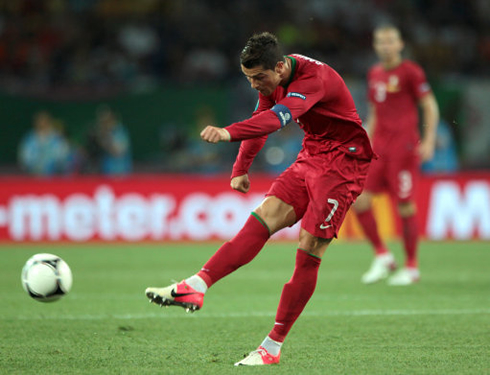 Cristiano Ronaldo powerful shot at the EURO 2012