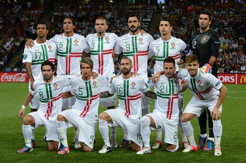 Cristiano Ronaldo and the Portuguese National Team starting eleven, in Portugal vs Spain, at the EURO 2012 semi-finals