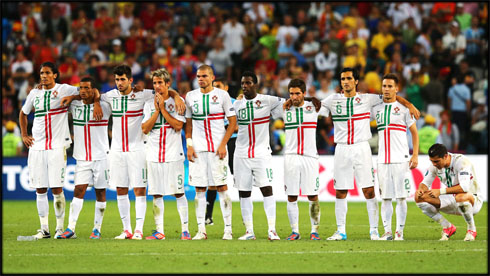 Cristiano Ronaldo suffering in Portugal vs Spain penalties, at the EURO 2012 semi-finals
