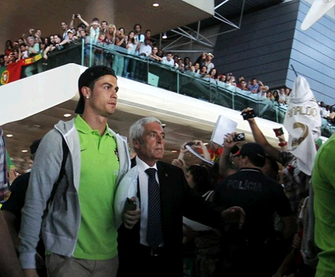 Cristiano Ronaldo big welcoming and reception in Portugal's airport, after arriving from the EURO 2012