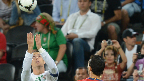 Cristiano Ronaldo hand trick against Alvaro Arbeloa, in Portugal vs Spain, at the EURO 2012