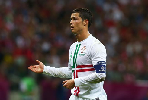 Cristiano Ronaldo in action, at the EURO 2012, in Portugal vs Spain