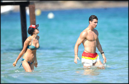 Cristiano Ronaldo on vacations with Irina Shayk in Saint Tropez, showing off his body and muscles, during the Summer of 2012