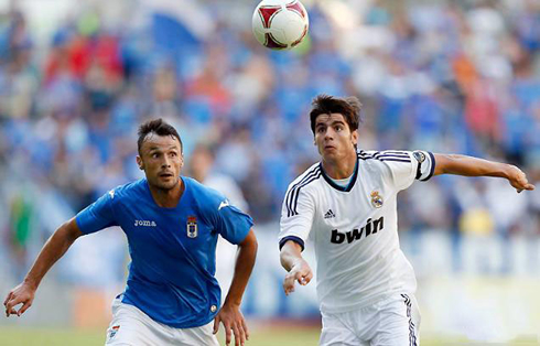 Alvaro Morata chasing the ball in Real Madrid pre-season friendly game, in 2012-2013