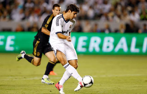 Alvaro Morata scoring a goal for Real Madrid, against the LA Galaxy, in 2012 pre-season