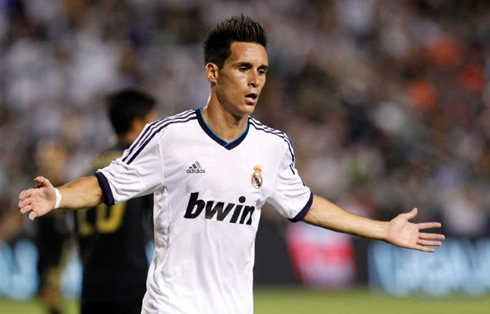 José Callejón celebrating goal for Real Madrid, in United States pre-season tour, against the LA Galaxy, in 2012