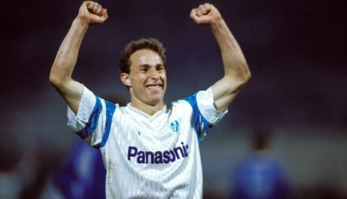 Jean-Pierre Papin joy, after scoring a goal for Marseille