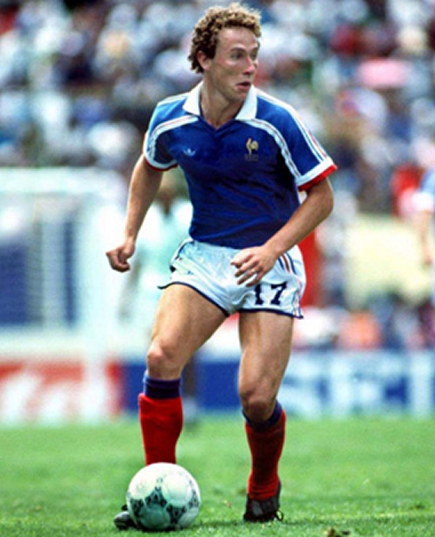 Jean-Pierre Papin playing for France and wearing the number 17 on his jersey