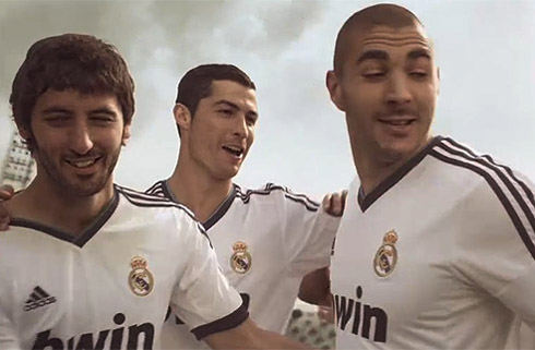Cristiano Ronaldo, Esteban Granero and Karim Benzema, in a Real Madrid party