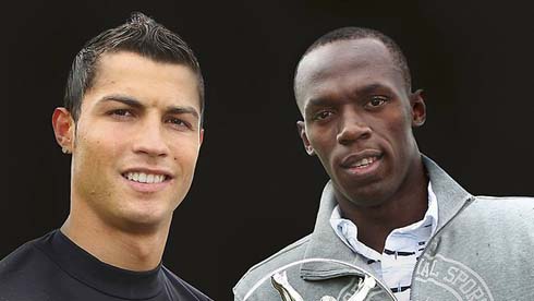 Usain Bolt giving running advices to Cristiano Ronaldo, while he was in Manchester United, in 2008