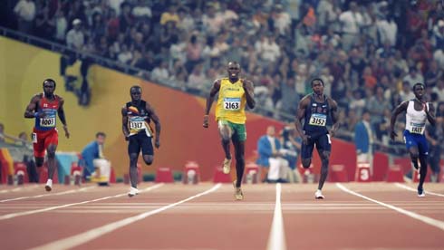 Usain Bolt wallpaper, running the 100 meters in athletics