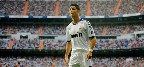 Cristiano Ronaldo playing in a packed Santiago Bernabéu, in La Liga debut in 2012