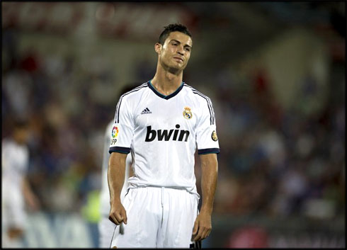 Cristiano Ronaldo sad face and boredom, after a Real Madrid loss for La Liga in 2012-2013