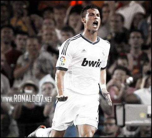 Cristiano Ronaldo goal celebration in Real Madrid vs Barcelona, in 2012-2013