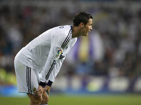 Cristiano Ronaldo tired and exhausted, at a Real Madrid game for La Liga 2012/2013