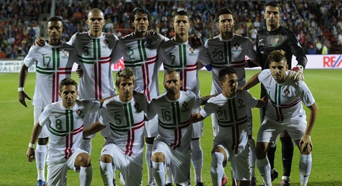 Cristiano Ronaldo photo team with the Portuguese National Team, at their debut and kickoff, for the 2014 FIFA World Cup qualifiers