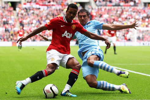 Kolarov sliding tackle against Nani, in Manchester United vs Manchester City derby, in 2012