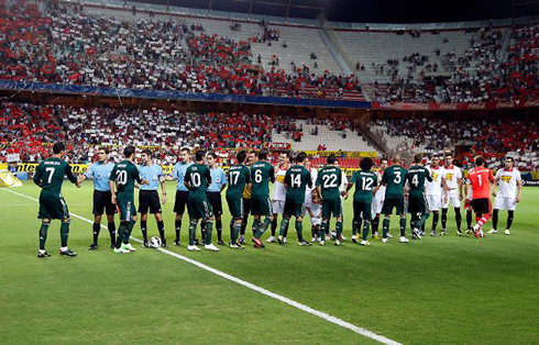 Real Madrid playing in La Liga 2012-2013, with the new green uniform and jerseys