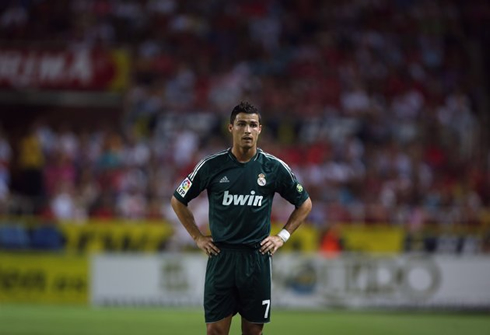 Cristiano Ronaldo sadness in Real Madrid, after another loss in Sevilla, wearing the new Real Madrid green kit in 2012-2013