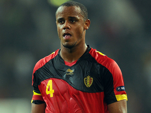 Vincent Kompany playing for Belgium, in 2012-2013