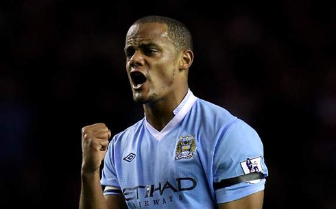 Vincent Kompany showing his dedication for Manchester City, in 2012-2013