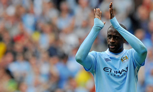 Yaya Touré thanking the Manchester City fans, in 2012-2013