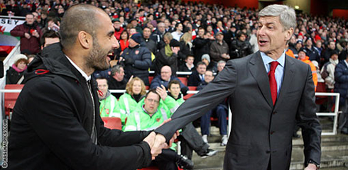 Arsene Wenger and Pep Guardiola, in Arsenal vs Barcelona