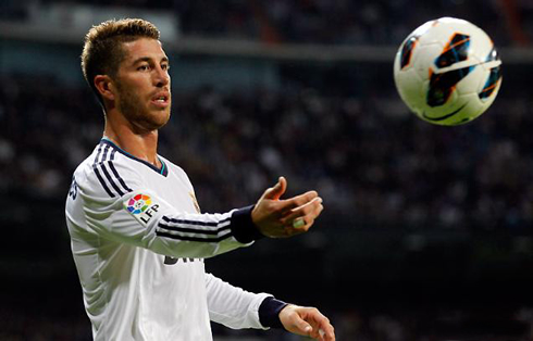 Sergio Ramos playing for Real Madrid against Deportivo, in 2012-2013