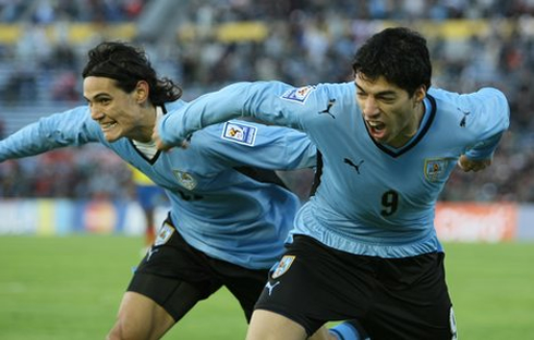 Edinson Cavani and Luis Suárez, partying and celebrating for Uruguay