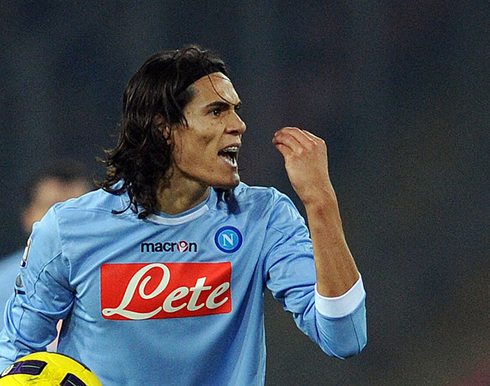 Edinson Cavani doing the typical and traditional Italian hand gesture, in Italy 2012-2013