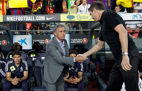 José Mourinho greeting Tito Vilanova in Barcelona vs Real Madrid, at the Camp Nou for the Spanish League 2012-2013