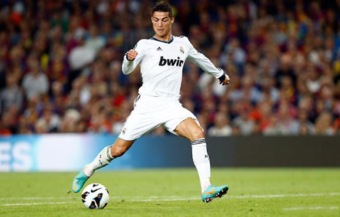 Cristiano Ronaldo scoring at the Camp Nou in Barcelona 2-2 Real Madrid for La Liga 2012-2013