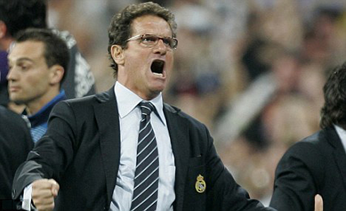 Fabio Capello showing his hapiness in Real Madrid, after winning La Liga in 2006-2007