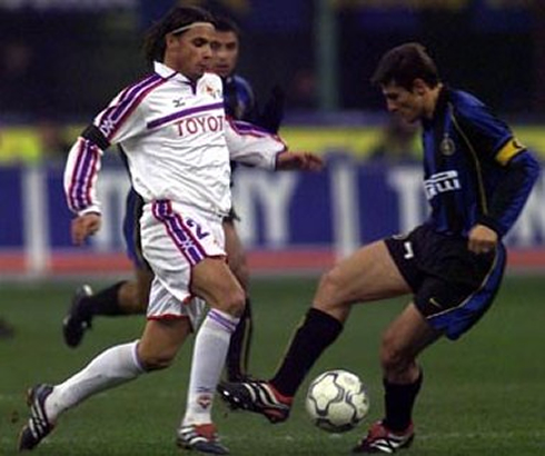 Nuno Gomes vs Javier Zanetti, in Fiorentina vs Inter Milan