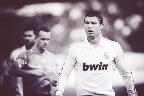 Cristiano Ronaldo, Real Madrid black and white wallpaper for 2012-2013