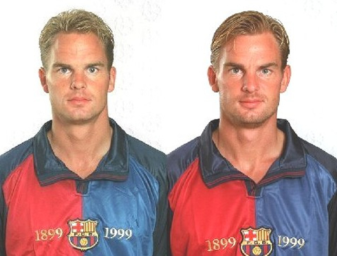 Ronald de Boer and Frank de Boer, in Barcelona 1999-2000, blonde twin brothers in same sports team