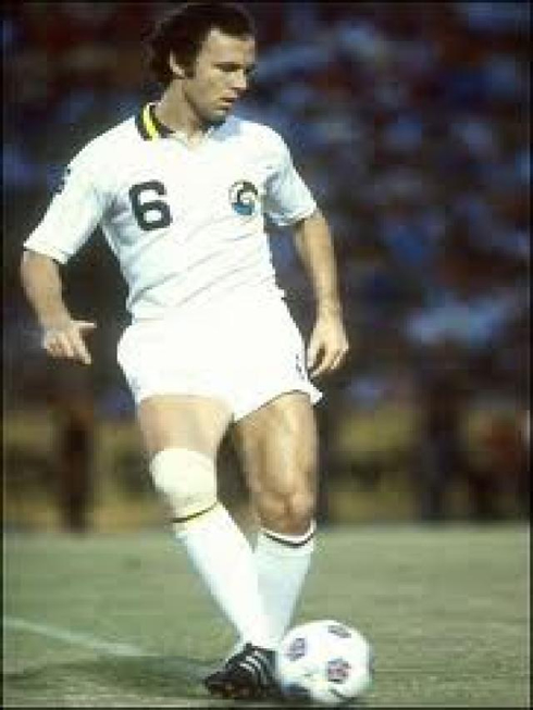 Franz Beckenbauer playing with the number 6 jersey shirt