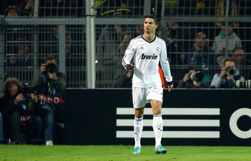 Cristiano Ronaldo class while walking back and telling everyone to calm down, after he scored for Real Madrid in 2012-2013