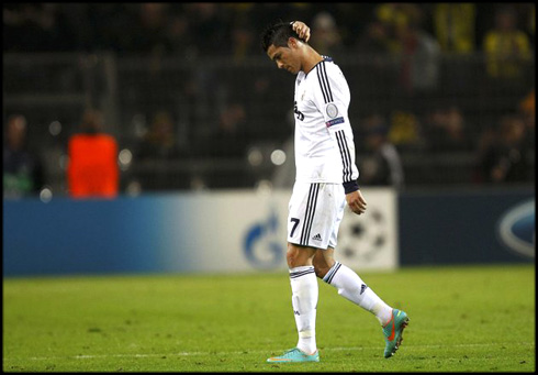 Cristiano Ronaldo looking lost in Germany, after Borussia Dortmund 2-1 win against Real Madrid, in the UEFA Champions League 2012-2013