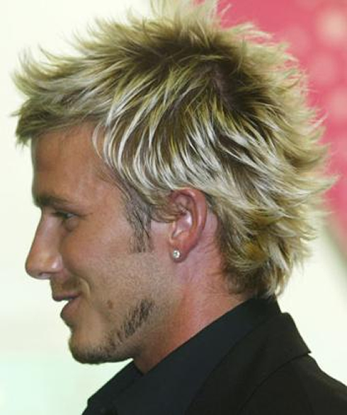 David Beckham blonde haircut and spiked hairstyle