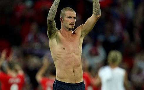 David Beckham shirtless six pack abs