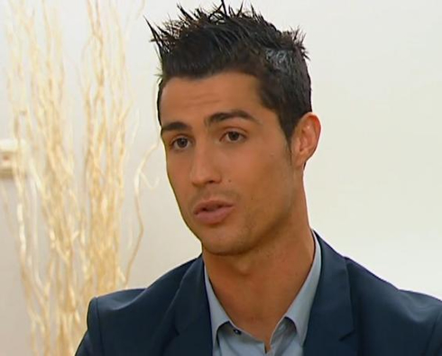 Cristiano Ronaldo with a spiked hairstyle, looking handsome