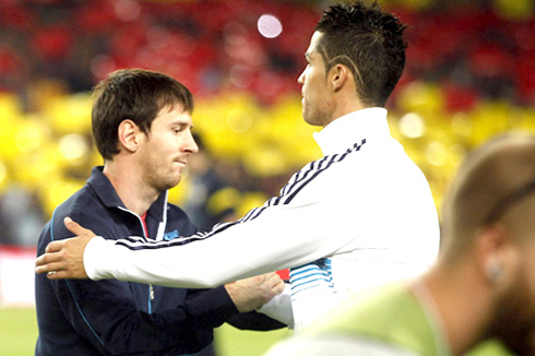 Cristiano Ronaldo and Messi in El Clasico, between Barcelona and Real Madrid, in 2012-2013