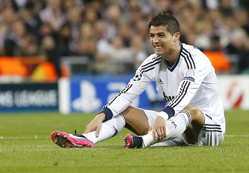 Cristiano Ronaldo wearing the new Nike football cleats, shoes and boots model, Mercurial Vapor VIII CR7 Edition, in Champions League game between Real Madrid and Borussia Dortmund, in 2012