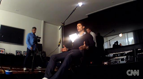 Cristiano Ronaldo granting an interview to CNN, before the FIFA Balon d'Or ceremony in 2012-2013