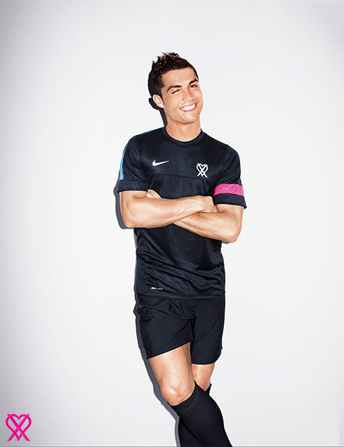 Cristiano Ronaldo winking his eye in a sexy way, as if he was a ladies man