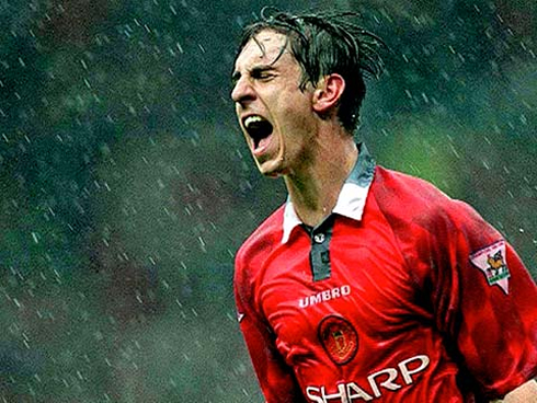 Gary Neville goal celebration for Manchester United, poster and wallpaper