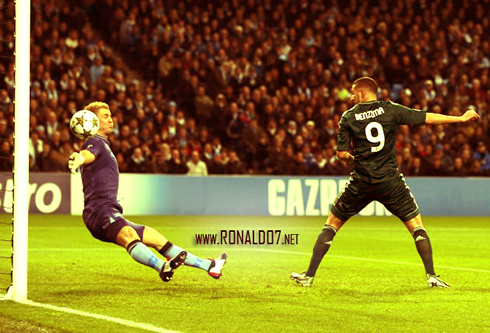 Karim Benzema's goal, in Manchester City 1-1 Real Madrid, in Champions League 2012-2013