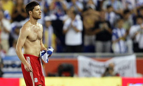 Xabi Alonso shirtless showing his hairy chest and almost no abs